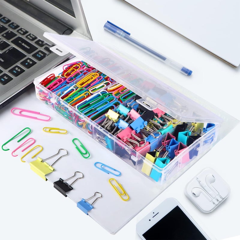 AnutriON Paper Clips Binder Clips, 400 Pcs Colored Office Clips Set, Assorted Sizes Colored Paper Clips and Binder Clips Set Great for Document Organizing - Image 5
